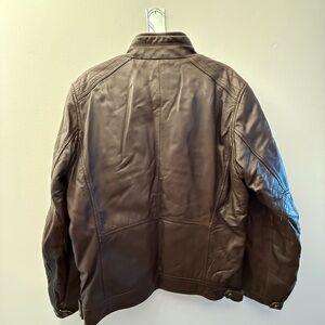 Men's Brown Leather Jacket - Cortefiel